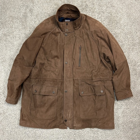 Wilsons Adventure Bound Leather Jacket 3X Brown Thinsulate Insulated Flannel